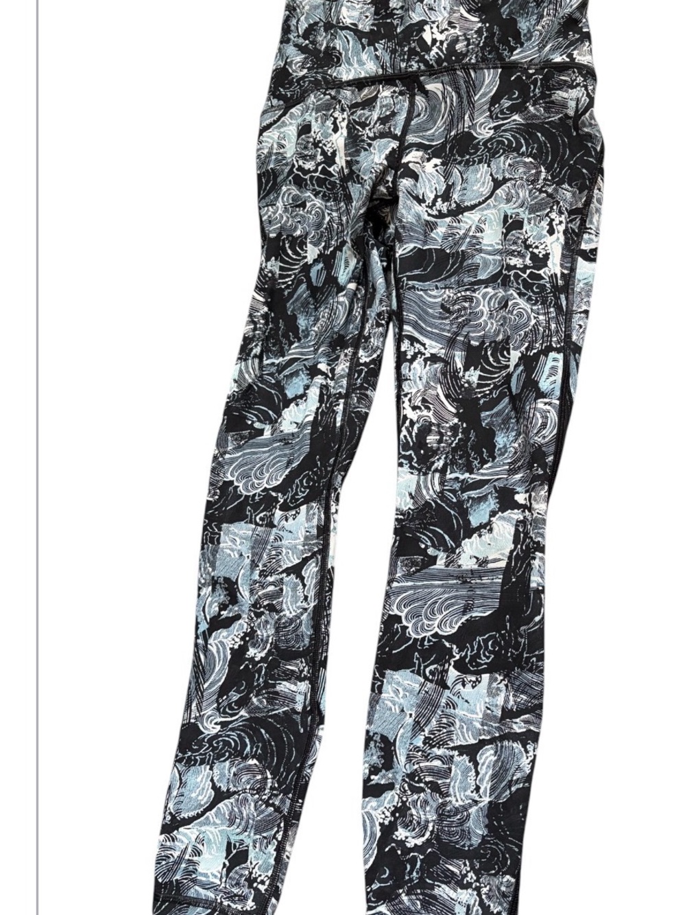 lululemon athletica Black and Light Blue Patterned Leggings